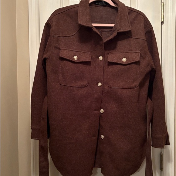 Elegant Brown Belted Utility Jacket - Picture 6 of 10